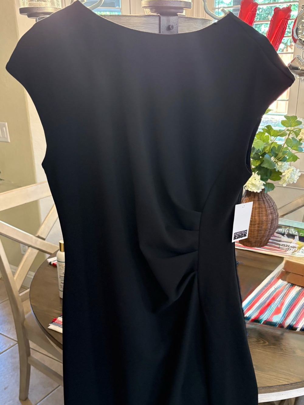 Nordstrom Black Midi Sheath Dress with Side Drape